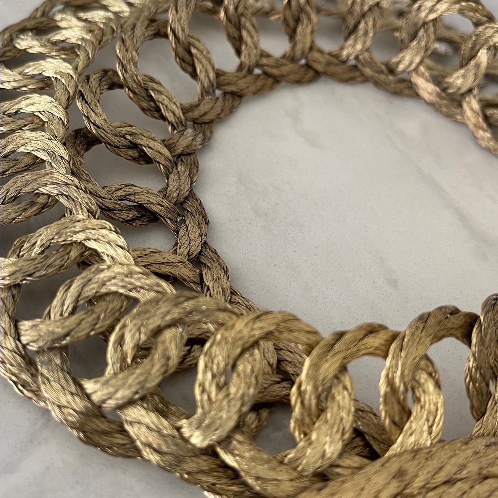 Vintage 50s 60s Braided Wire Metal Rope Chain Link gold tone metallic Belt 34 L - Picture 4 of 17